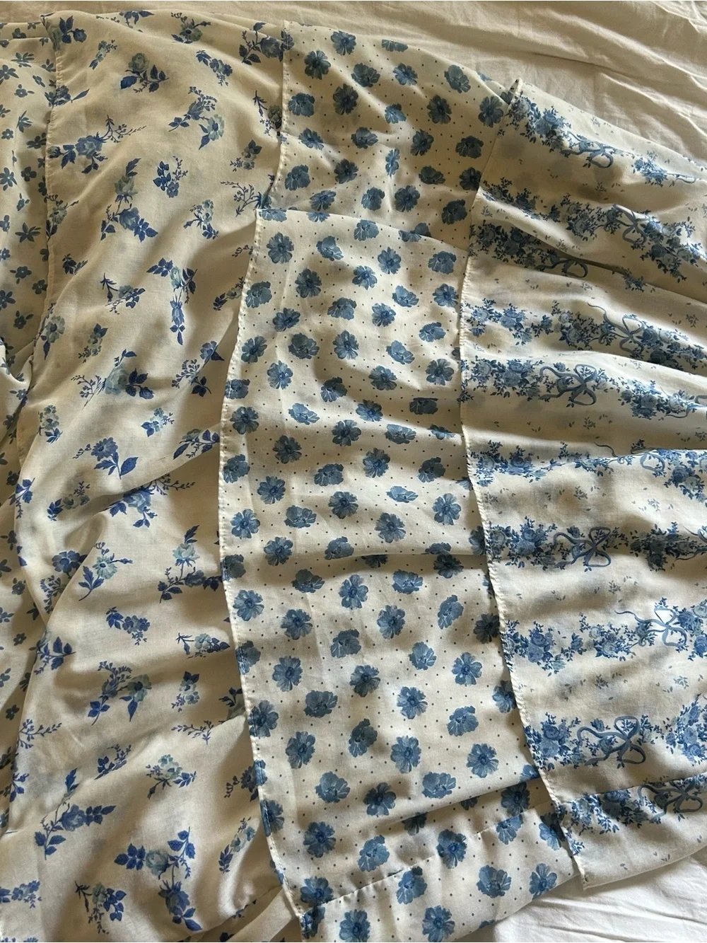 Blue/White 🦋 Floral Tiered Ruffle Cottagecore Maxi Dress - Picture 4 of 4
